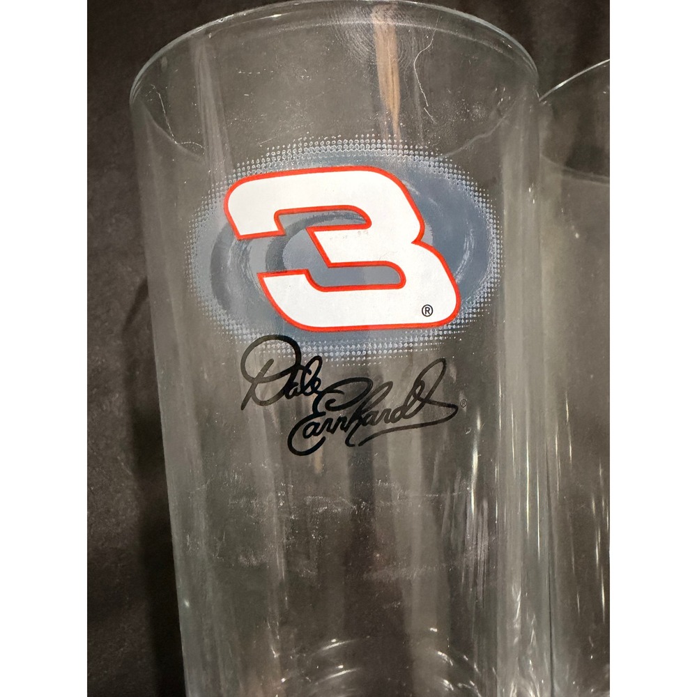Dale Earnhardt Sr 3 Signature Pint Glasses Set of 4 NASCAR Racing Barware Clear